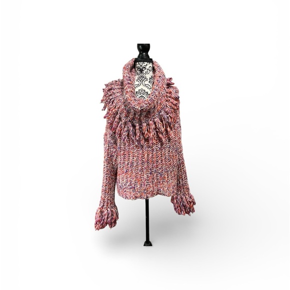 Free People FP One Kinsley Fringe Cowl-neck Sweater Sz-Xsmall - Picture 2 of 7